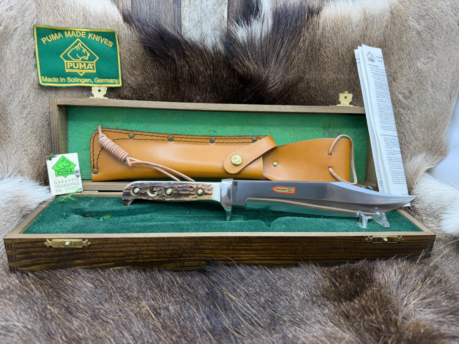 1990 Puma 6376 Big Bowie Knife Stag Handle & Sheath Presentation Box Nice Mint