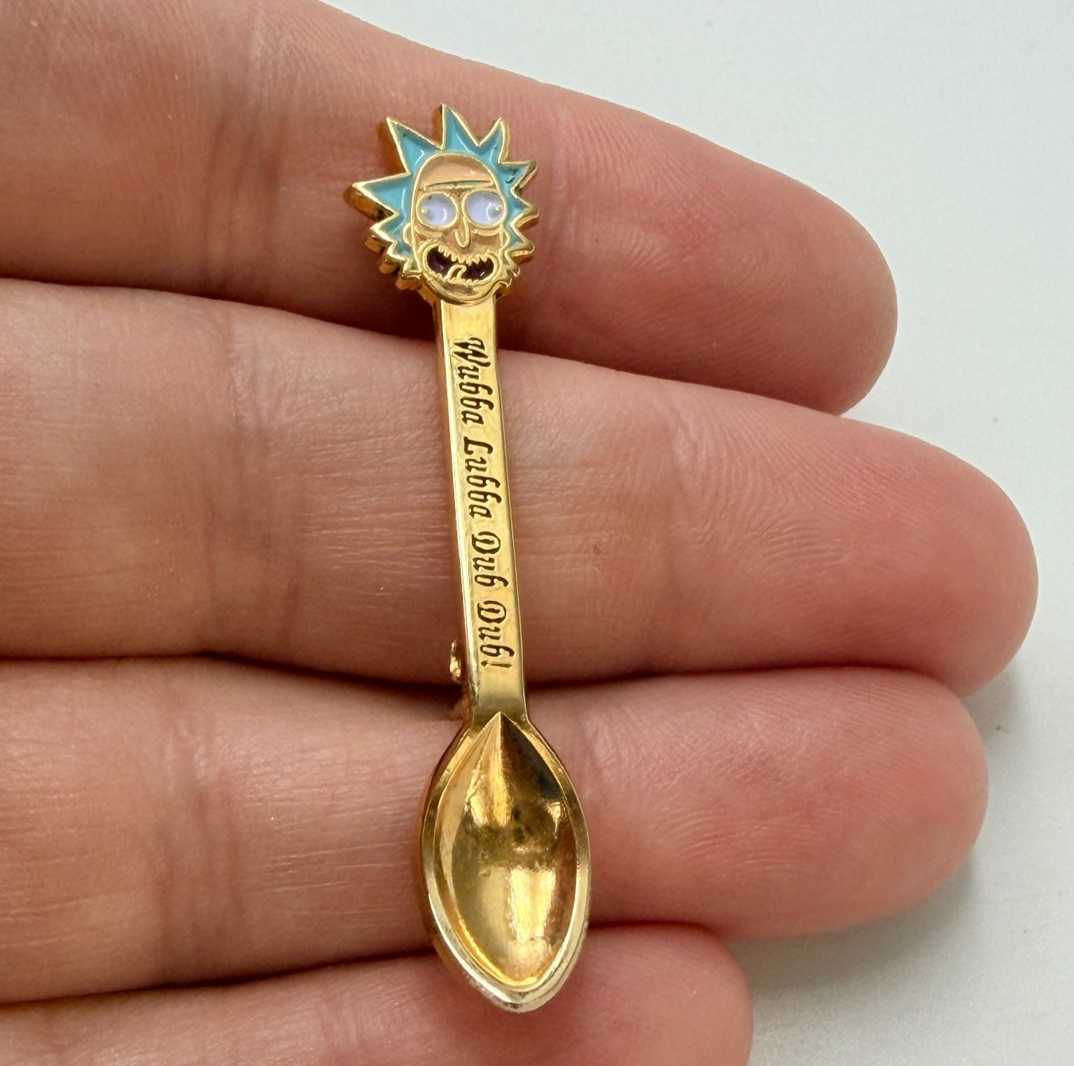 Rick Morty Wubba Lubba Dub Dub Spoon Lapel Pin Miniature Mad Genius Creations