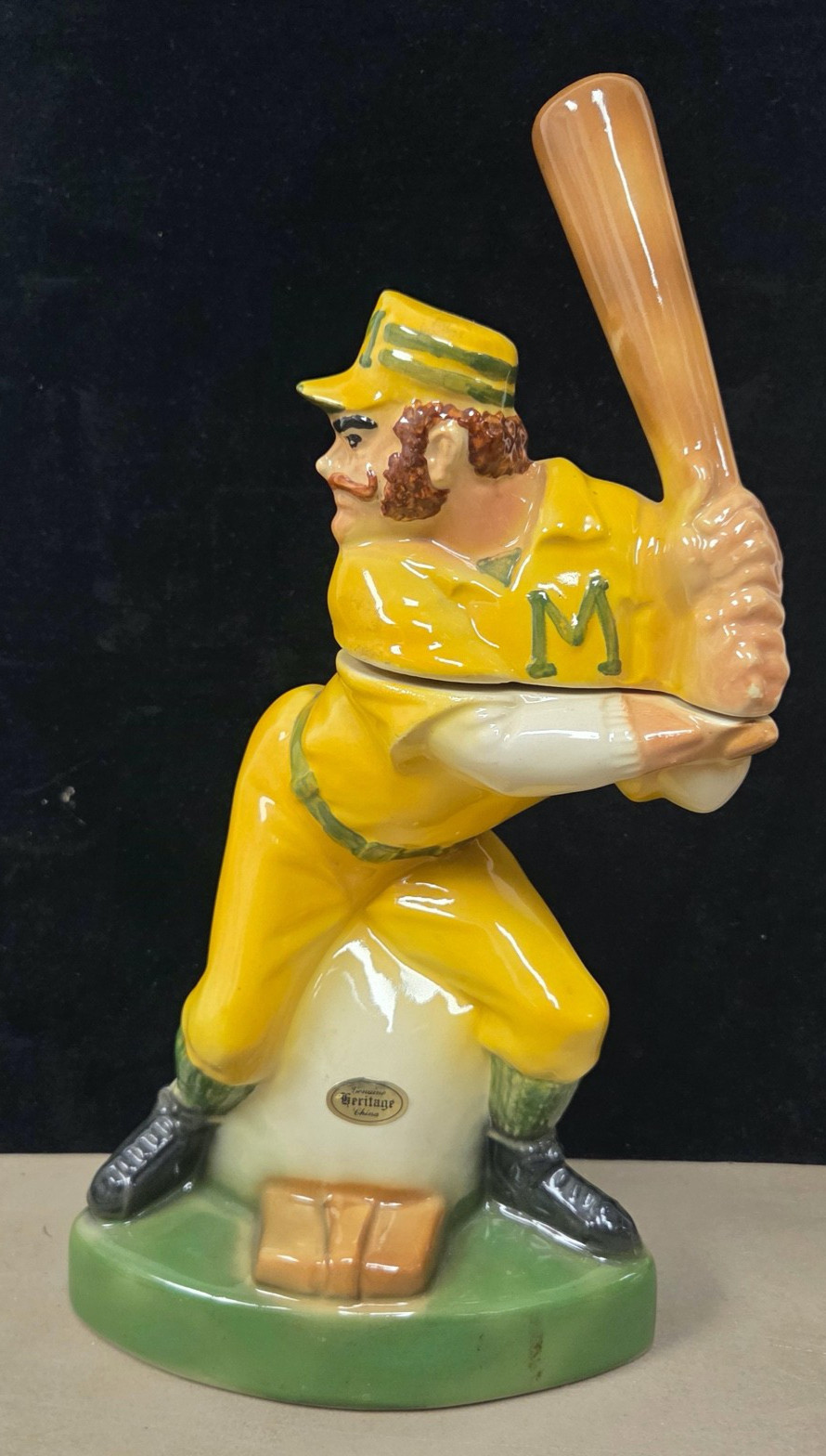 Heritage China Ezra Brooks Liquor Bottle- Baseball Player