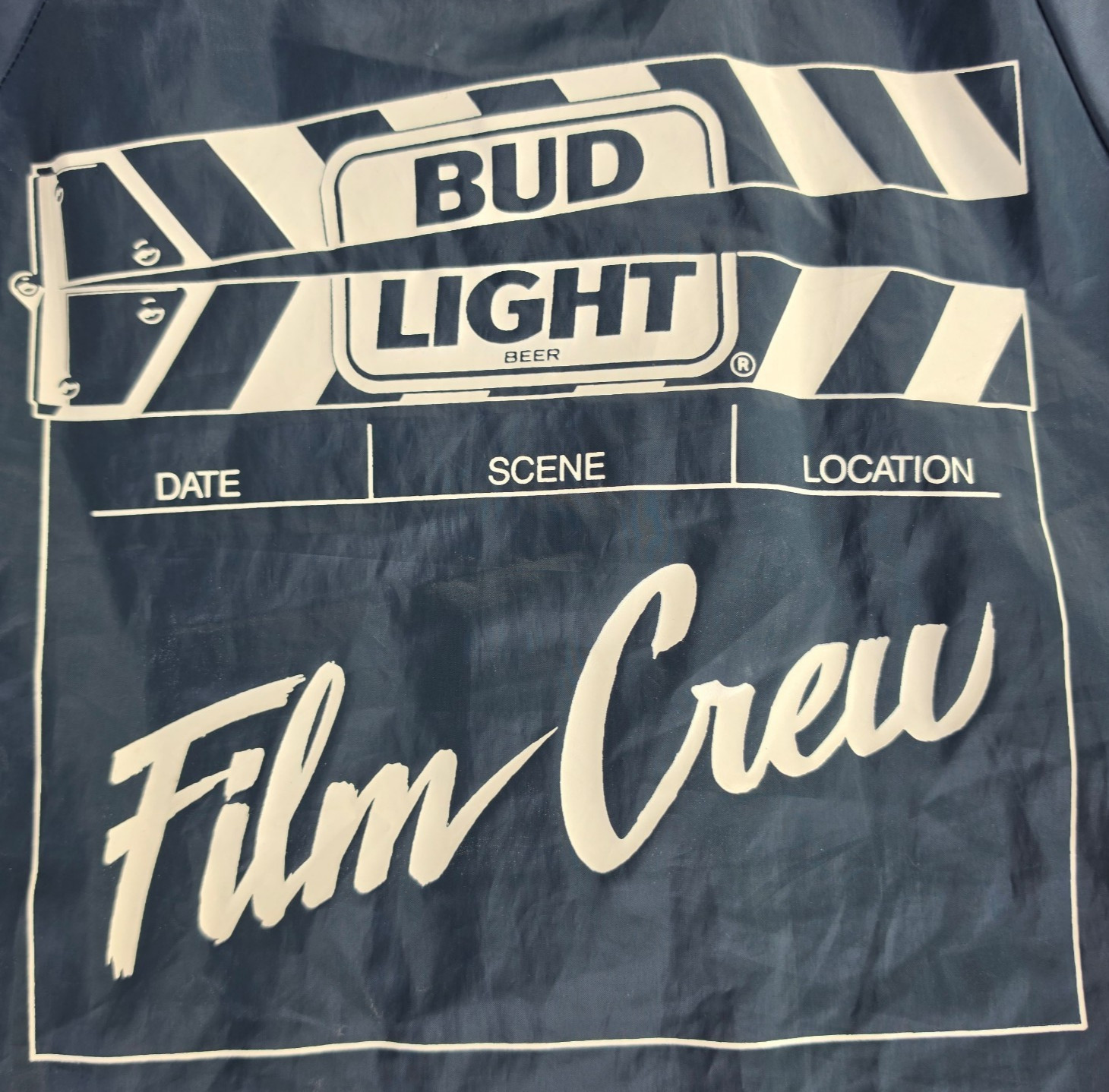 Vintage Bud Light Film Crew Coach Jacket Swingster USA Large Breweriana 1980s