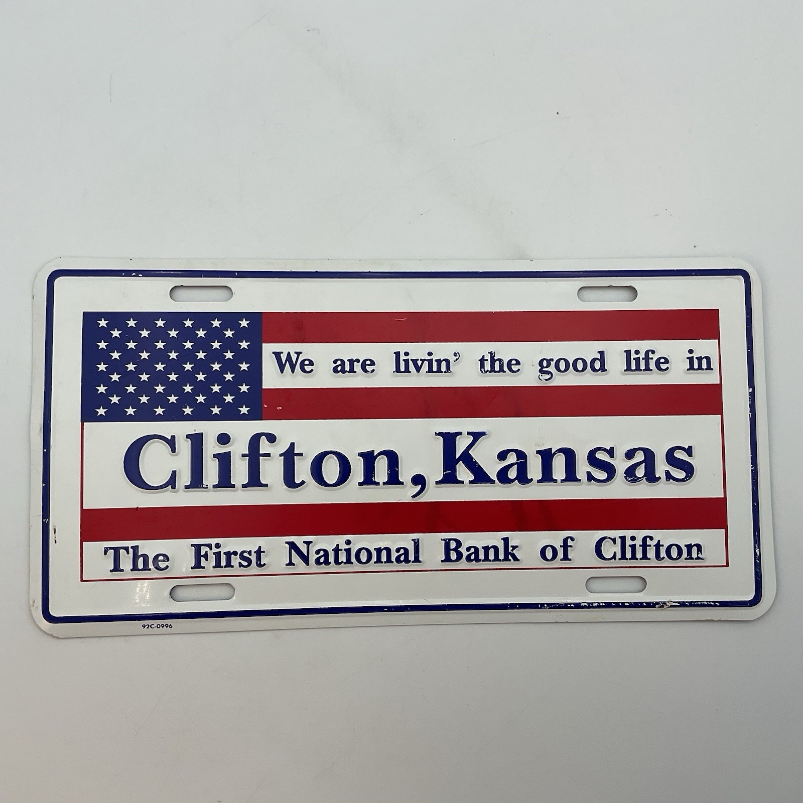 The First National Bank Of Clifton Kansas Booster License Plate