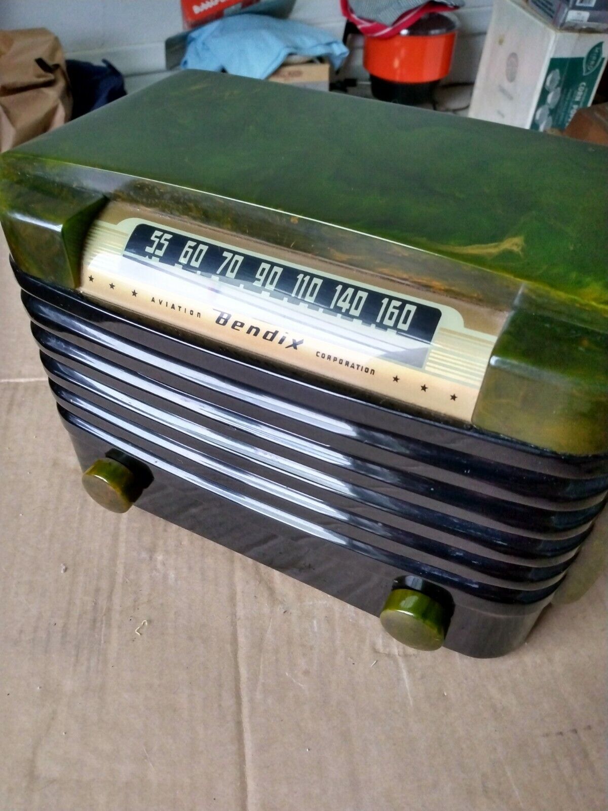 Vtg Bendix 526C Green Swirl Catalin Tube Radio--STUNNING--BENDIX Catalin 526C
