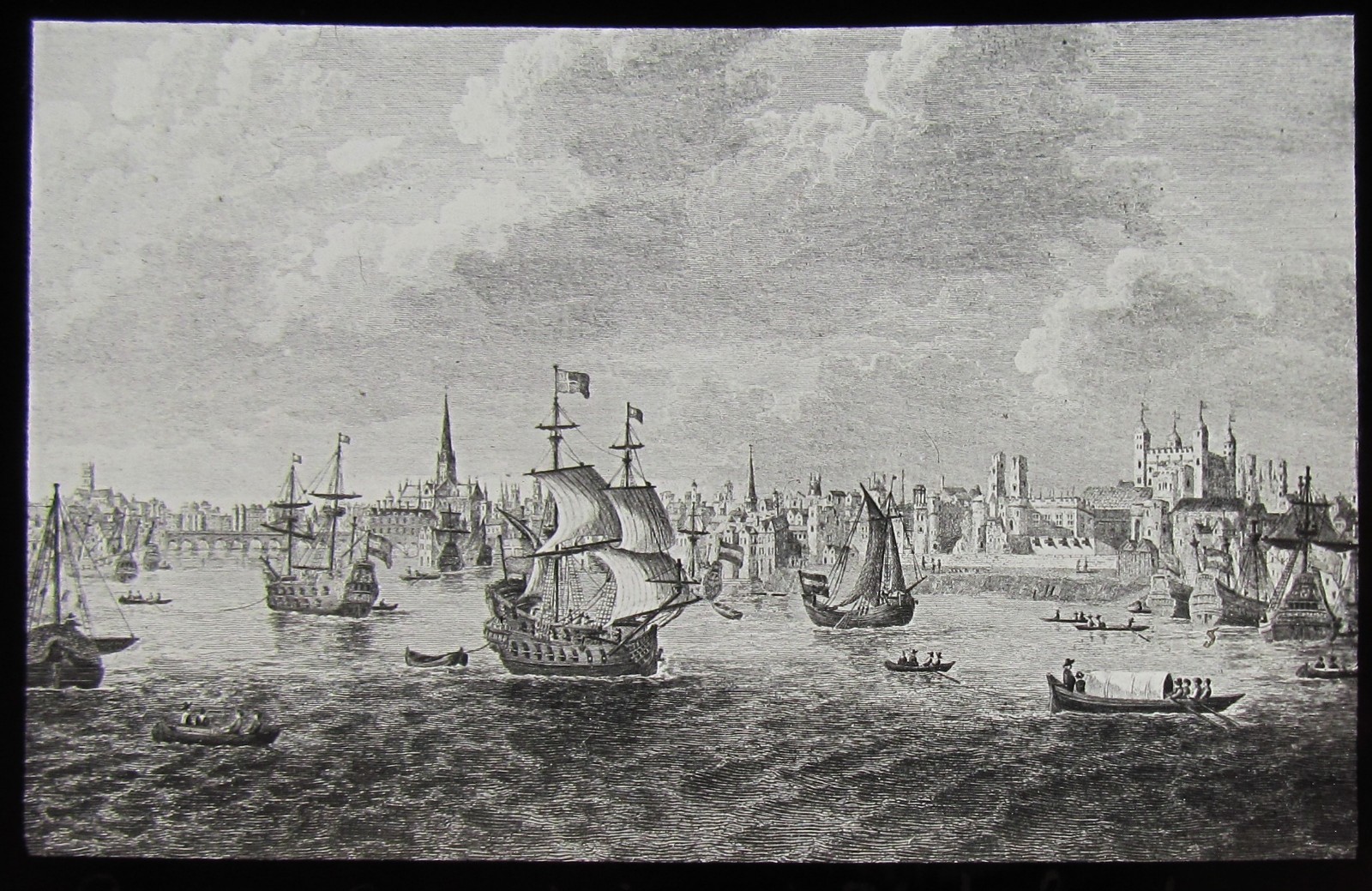 Glass Magic Lantern Slide SOUTH EAST VIEW OF OLD LONDON C1890 HISTORIC DRAWING Glass Magic Lantern Slide SOUTH EAST VIEW OF OLD LONDON C1890 HISTORIC DRAWING
