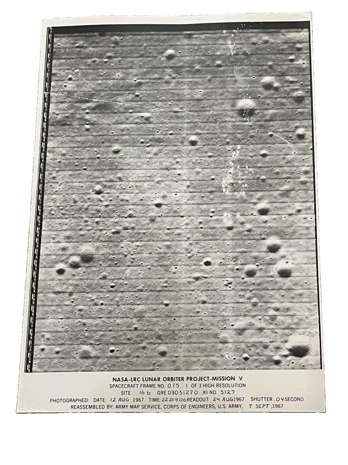 1960’s Original NASA rare photograph MOON 1967 Lunar Orbiter V TARUNTIUS poster