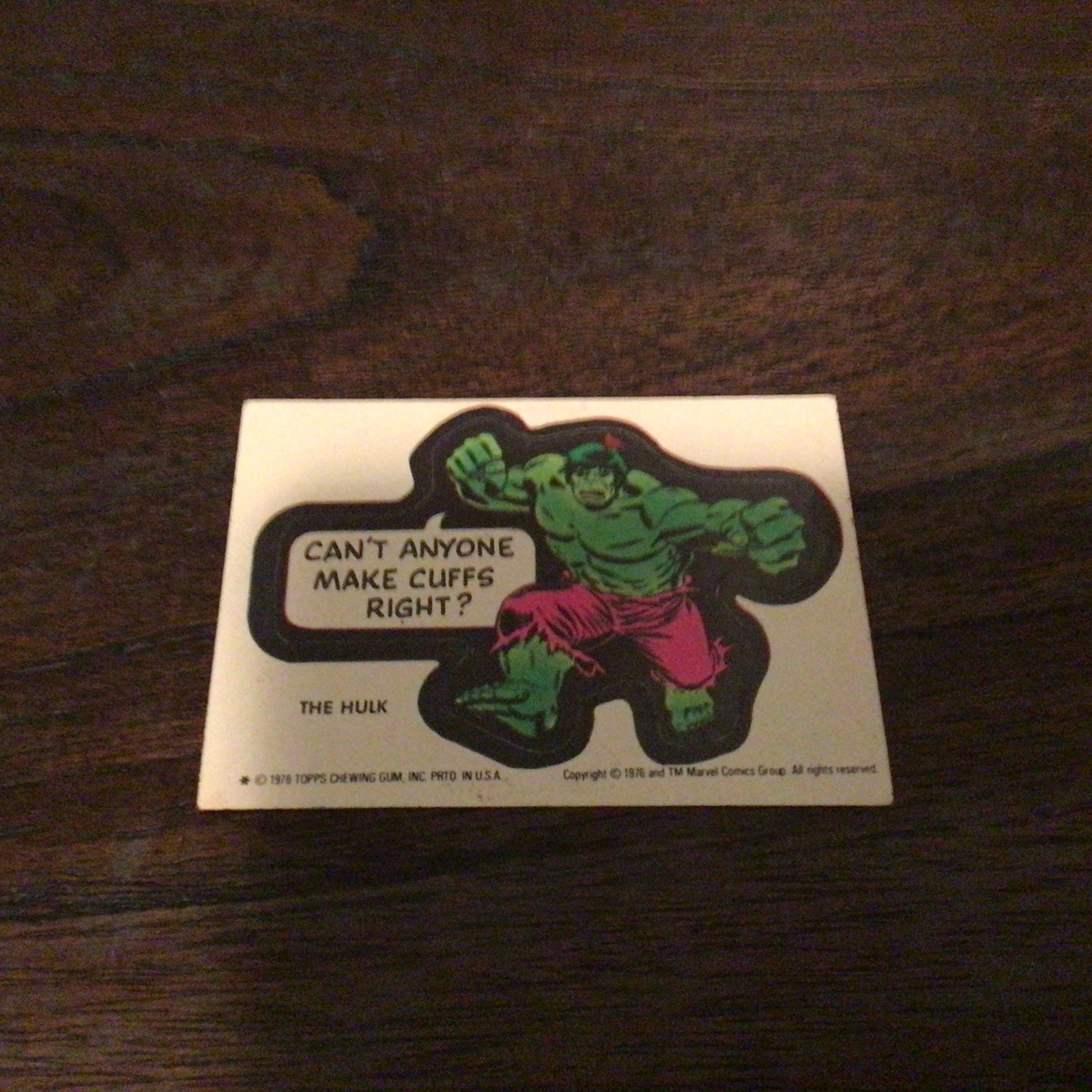 Vintage 1976 Marvel Sticker The Hulk