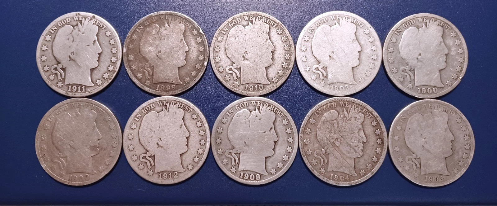Barber Half DolIars ~ 90% SiIver Lot of 5~ Circulated  Choose How Many