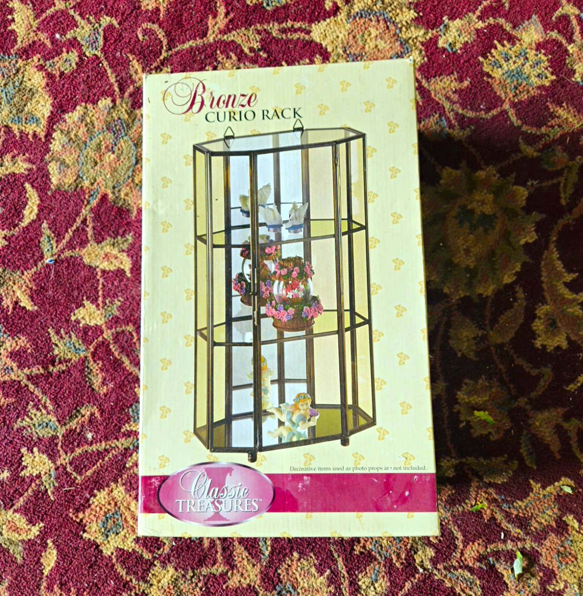Vintage Classic Treasures Bronze Curio Rack Glass Display Case Tabletop NOS NIB