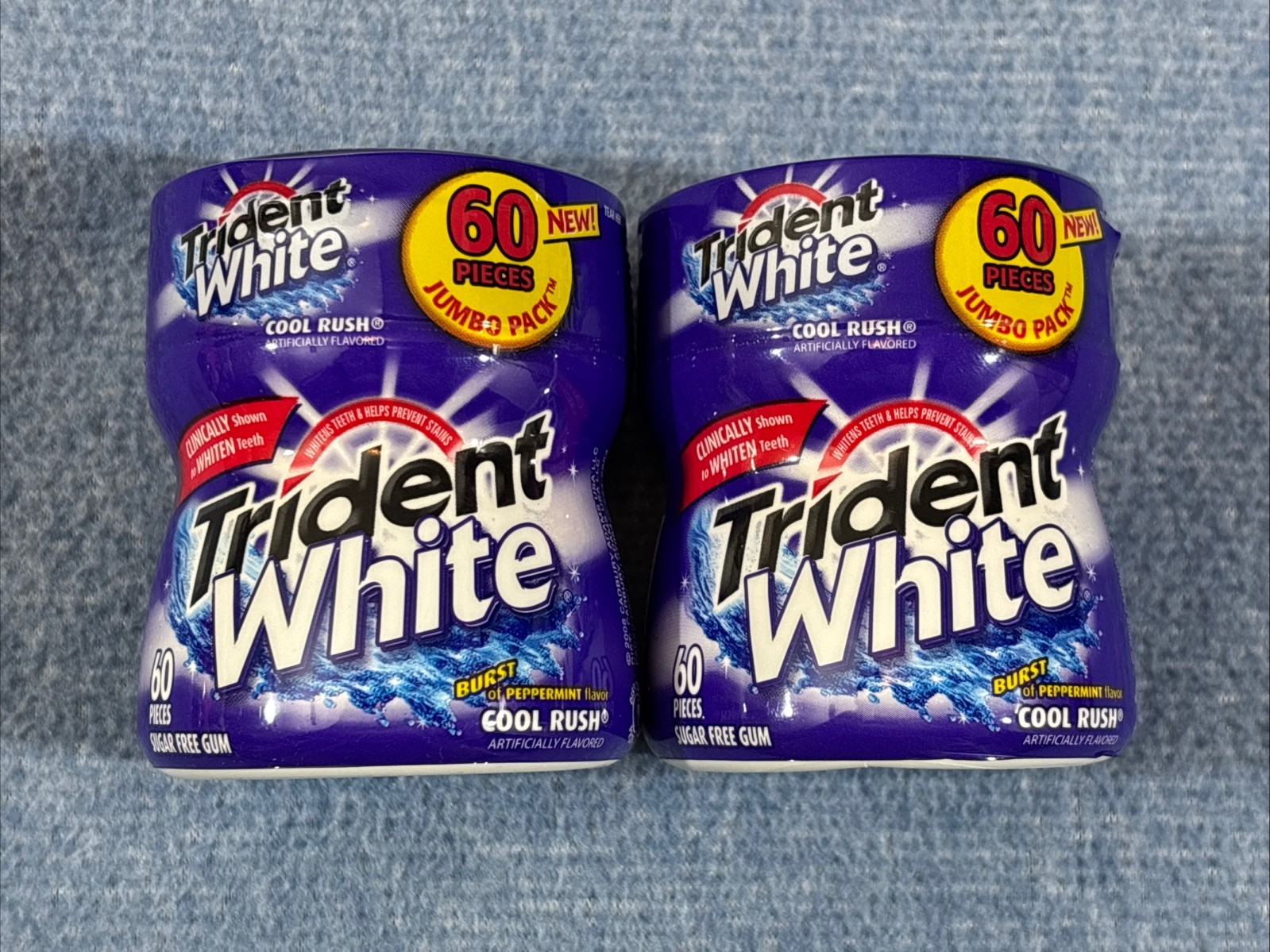 Vtg 2X TRIDENT WHITE COOL RUSH Gum Pack SEALED BURST OF PEPPERMINT 2 Pack NOS