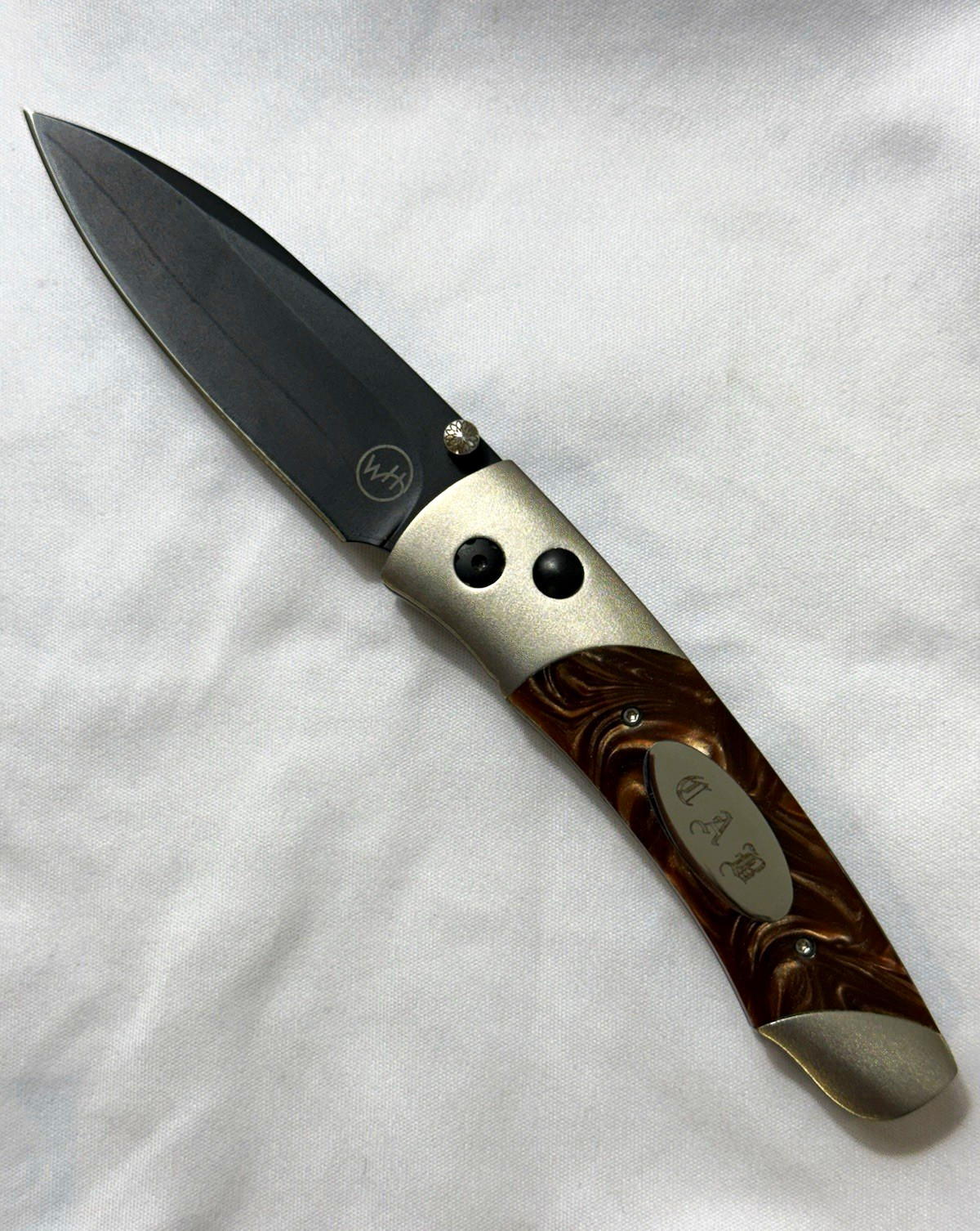 William Henry A200-3B Folding Knife Titanium DLC Blade Brown Kirinite Inlay William Henry A200-3B Folding Knife Titanium DLC Blade Brown Kirinite Inlay