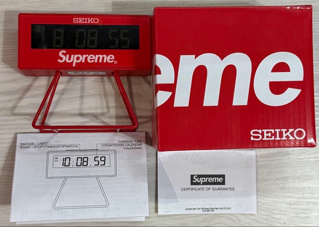 Supreme x SEIKO Marathon Clock Red With Box Manual Warranty Card Used