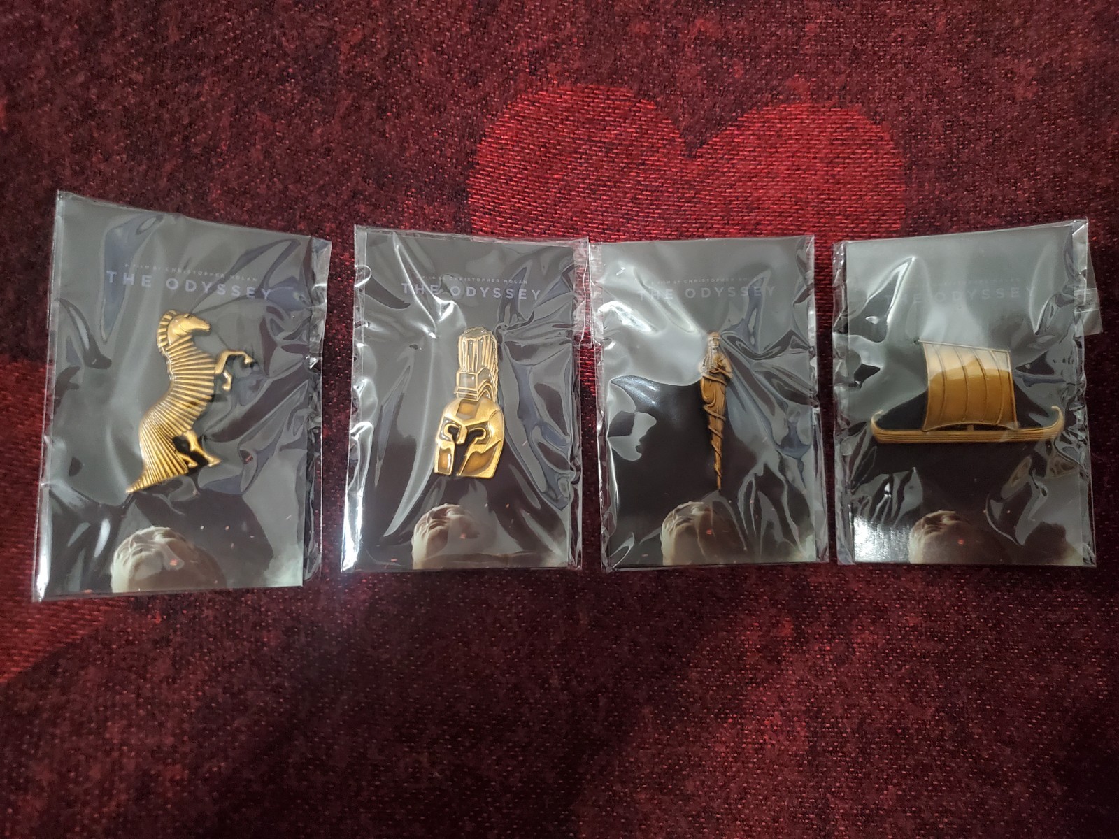 The Odyssey 2026 Movie Lapel Pin Trojin Agamemnon Athena Ship - Full Set - 4 The Odyssey 2026 Movie Lapel Pin Trojin Agamemnon Athena Ship - Full Set - 4