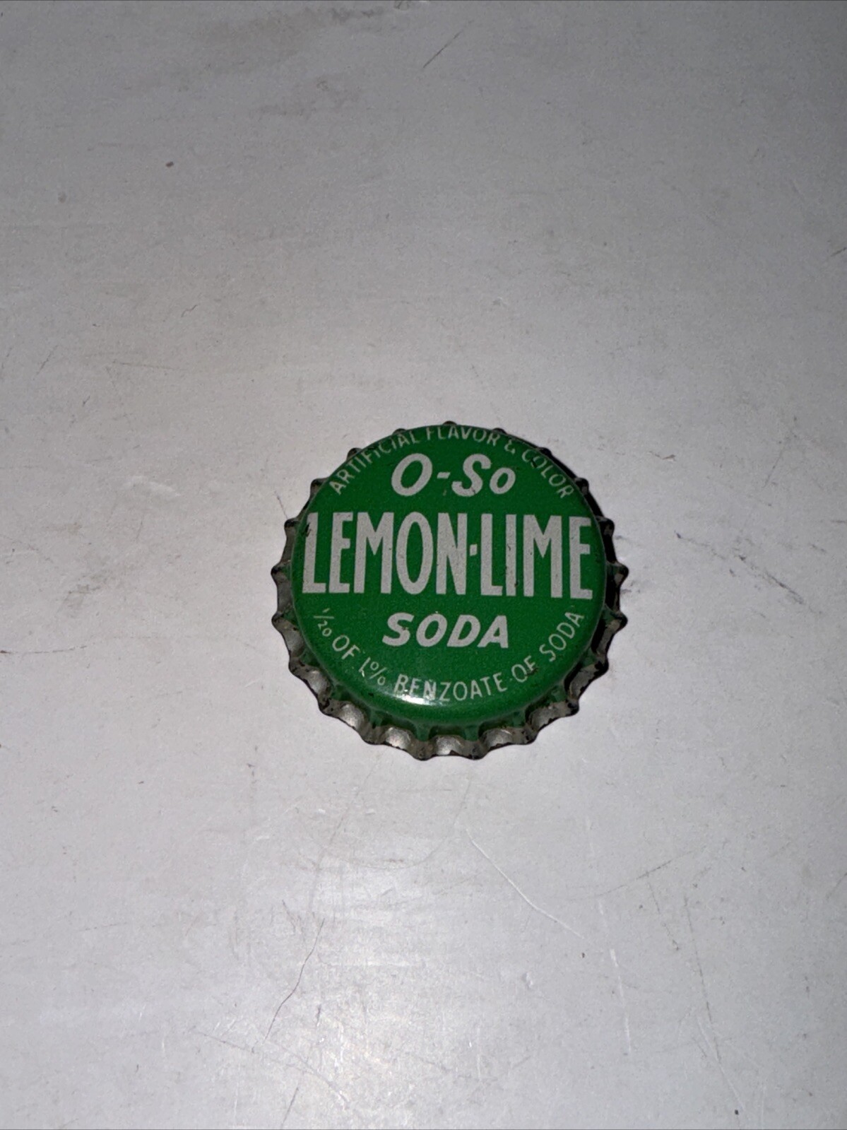 Vintage  O-SO LEMON-LIME Soda Pop Bottle Cap CORK BACKED Unused MULTIPLE AVAIL.