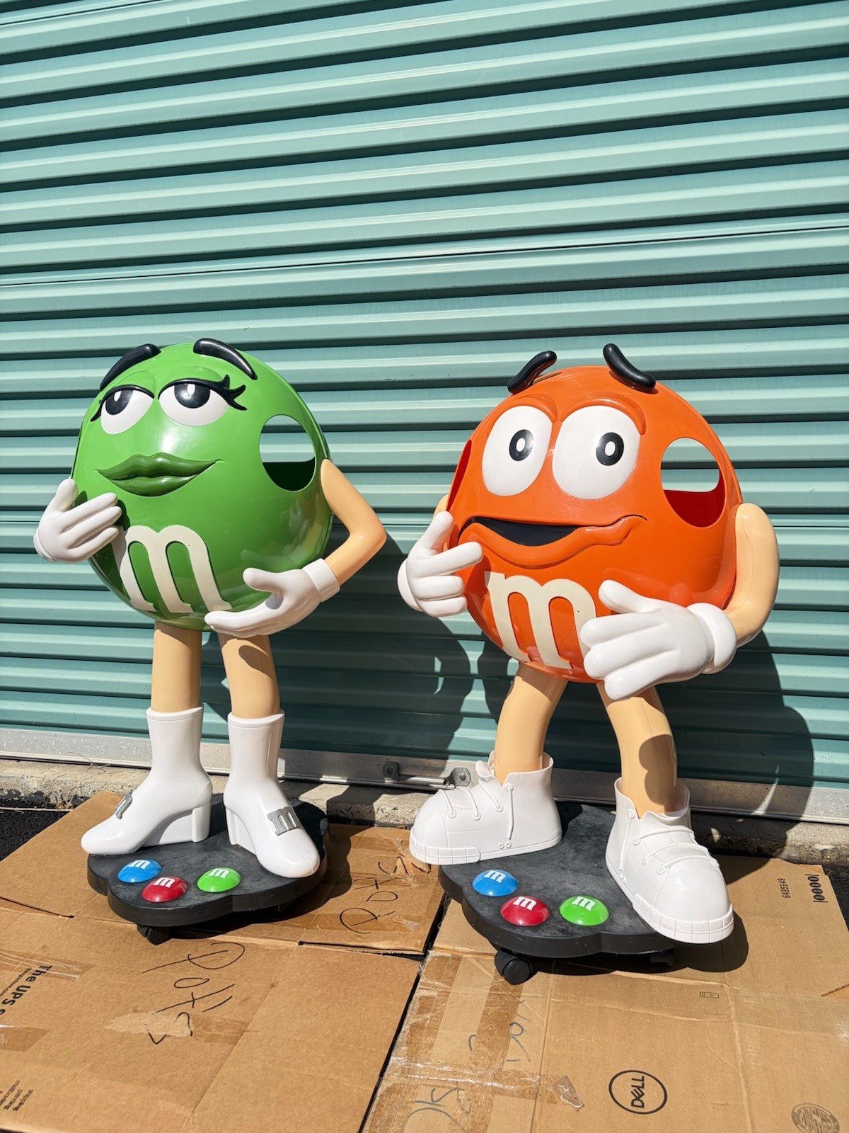 Lot of 2 Vintage M&M Store Display Advertising Figures Orange & Green 36\ Lot of 2 Vintage M&M Store Display Advertising Figures Orange & Green 36\