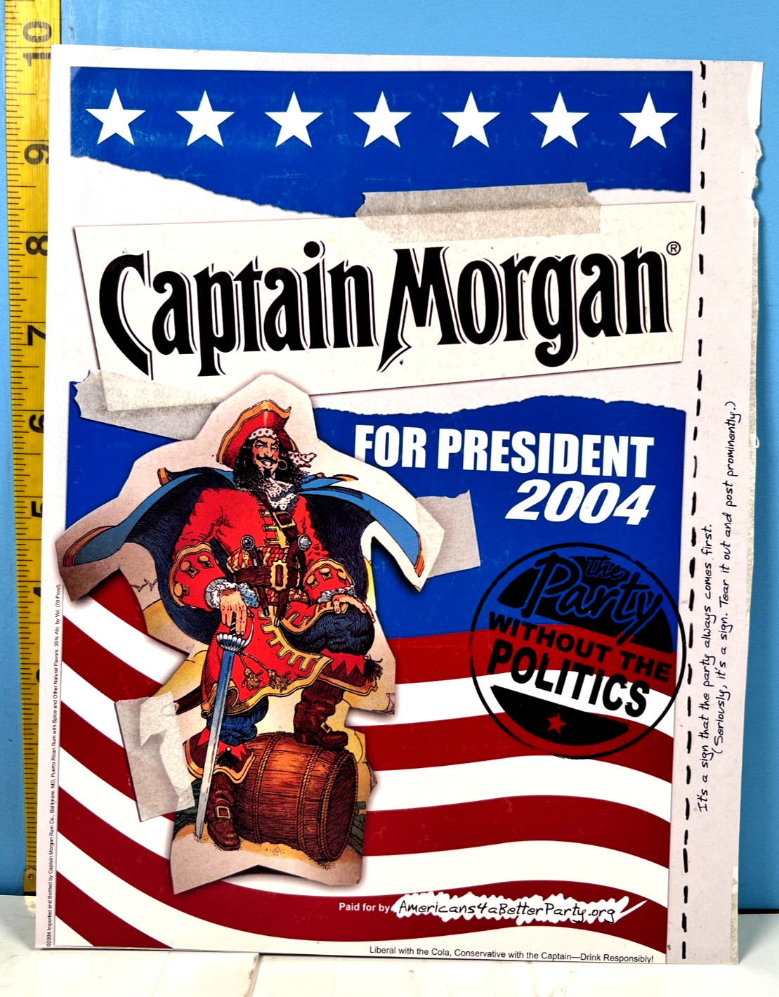 2004 Captain Morgan For President  Advertisement & Bumper Sticker