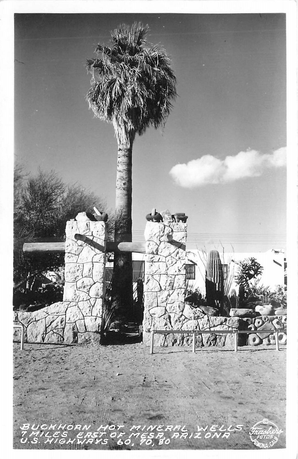 1940s Mesa Arizona Buckhorn Hot Mineral Wells Frasher RPPC Postcard 25-11916