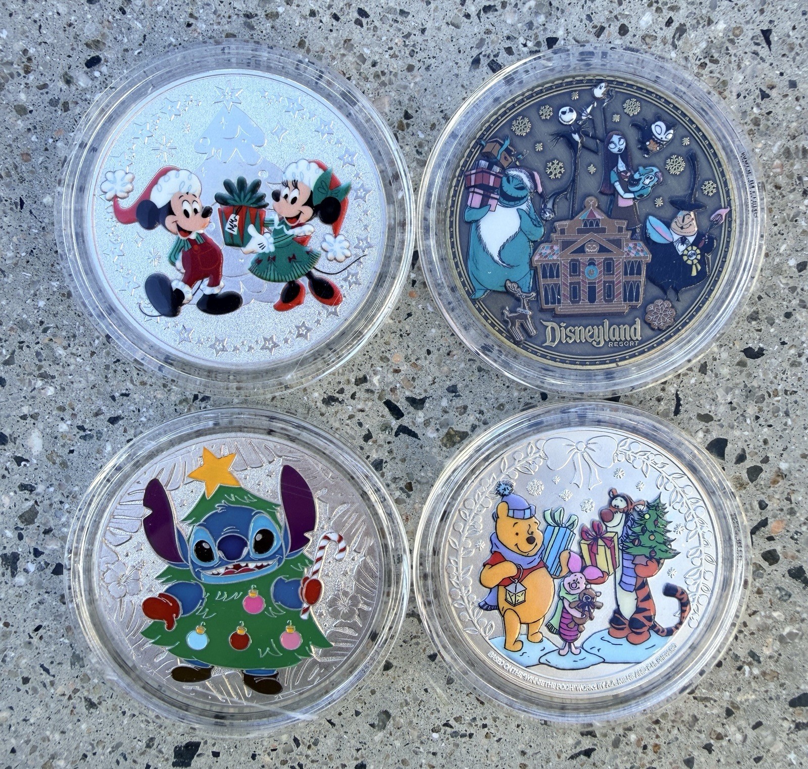 2026 Disneyland Exclusive HOLIDAY Color Medallions - Set of 4 Coins In Capsules