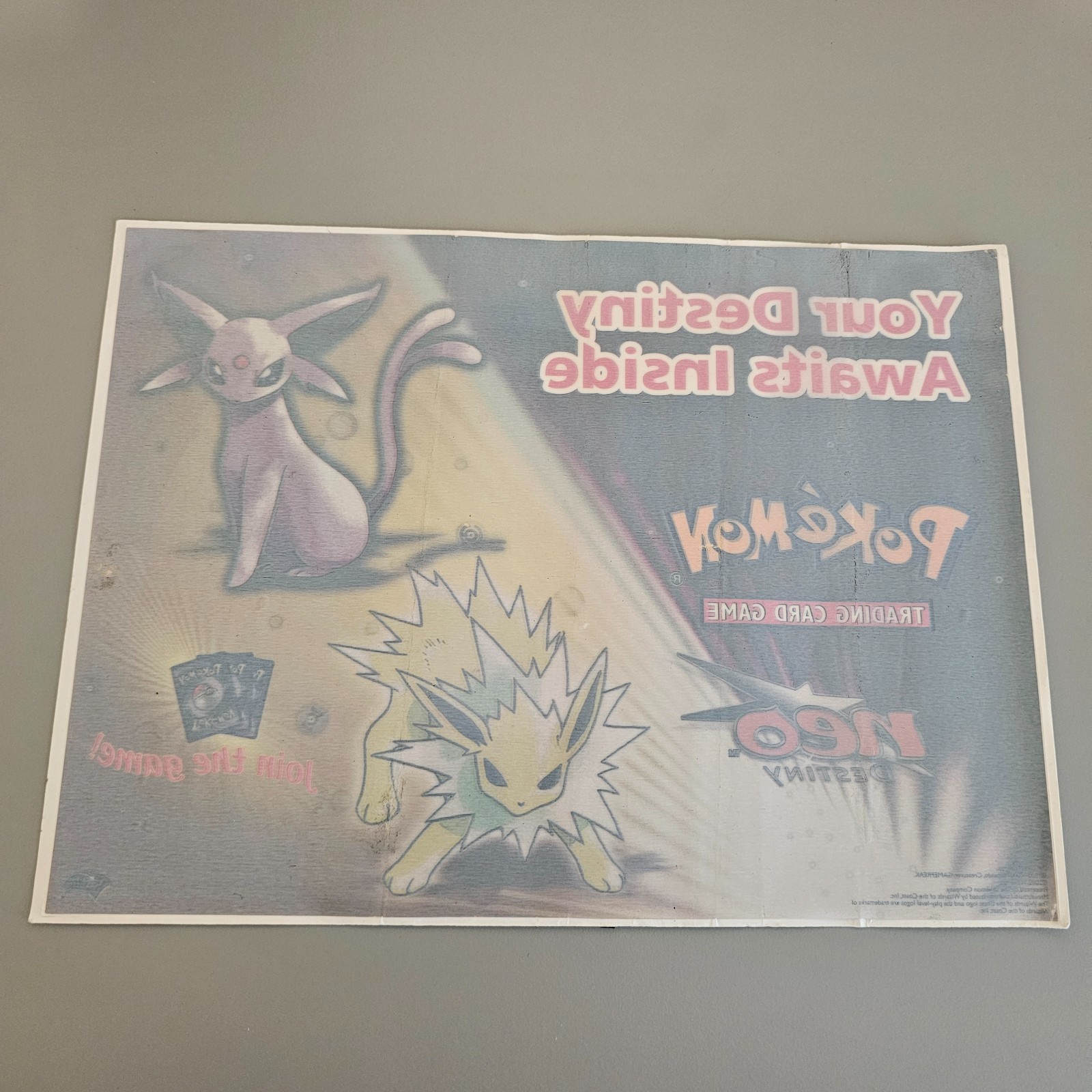 Pokemon Neo Destiny Retail Window Cling Promo WOTC Store Display Espeon Jolteon