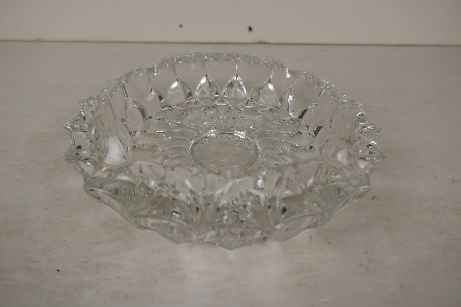 Vintage Heavy Clear Cut  Glass Style Ashtray Cigar or Cigarette Ashtray decor