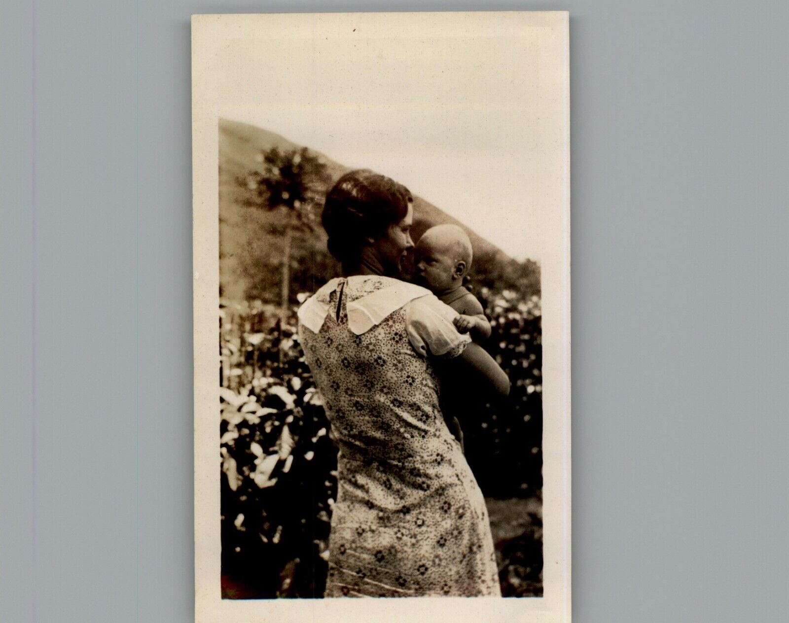 Antique 1940's Mom Showing the Baby The Garden Black & White Photography Photo