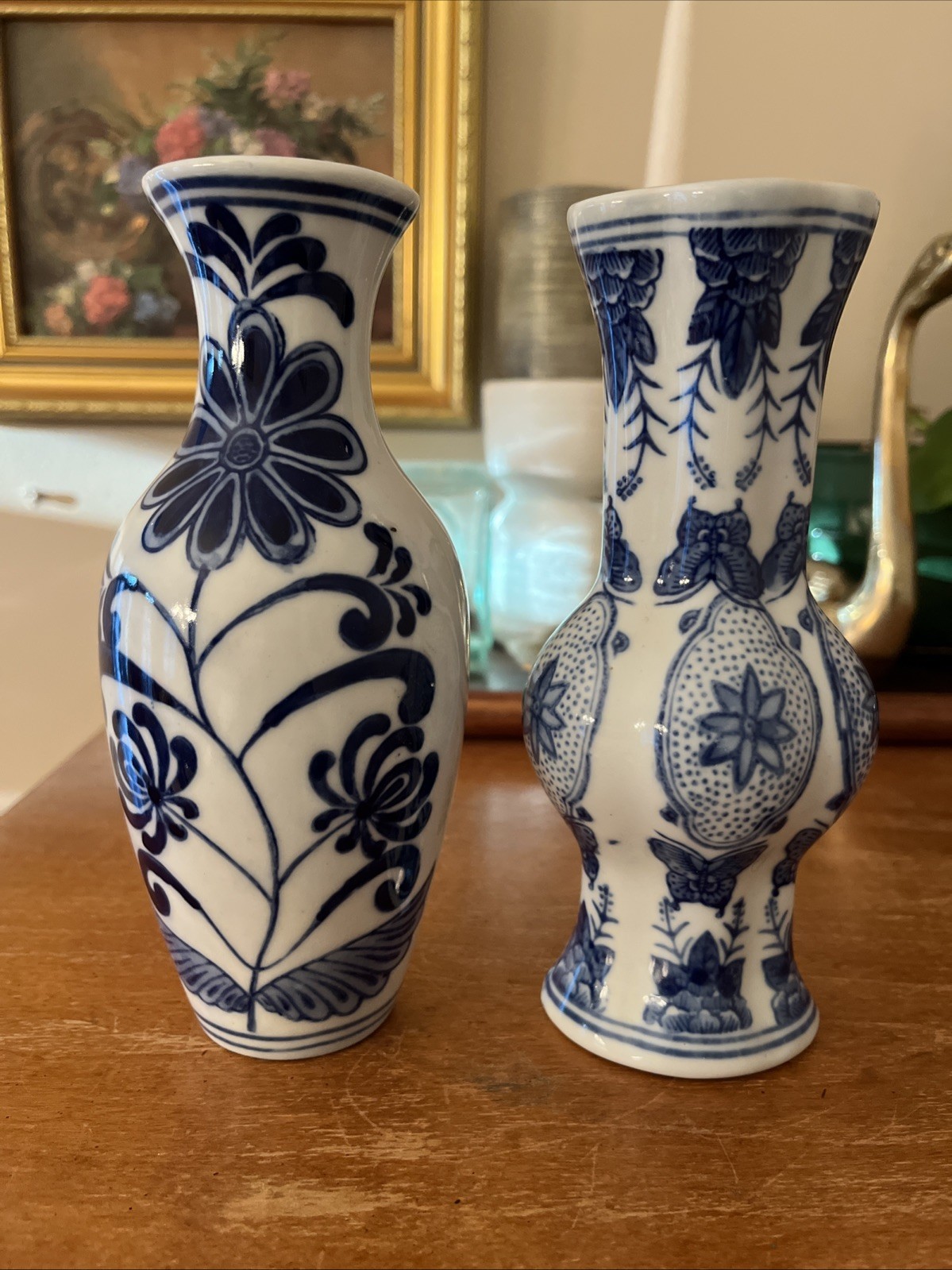 Porcelain Blue White Wall Pocket Vase Chinoiserie Floral 7