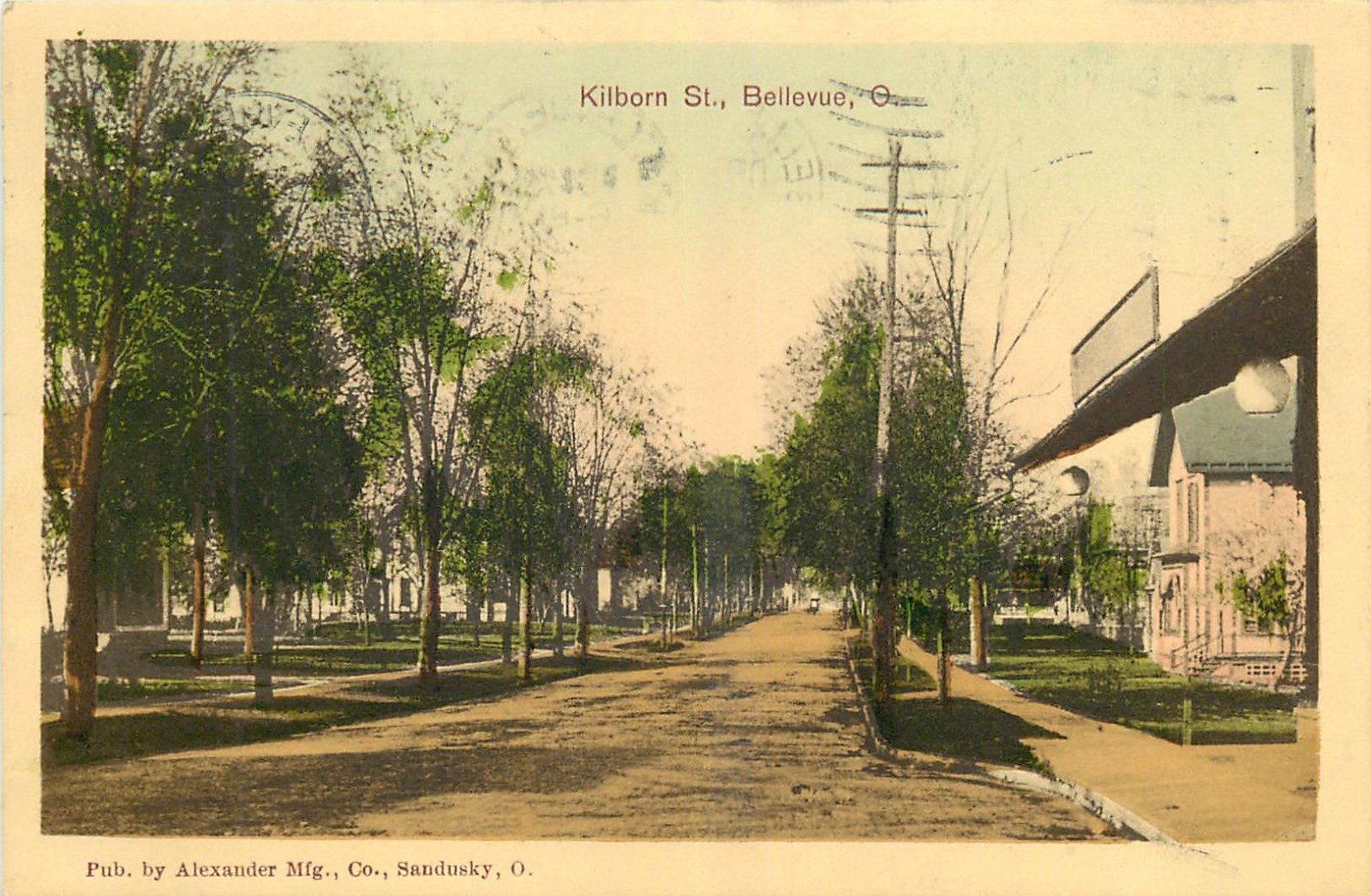 1909 Bellevue Ohio Kilborn Street Alexander Manufacturing Postcard 26-5558
