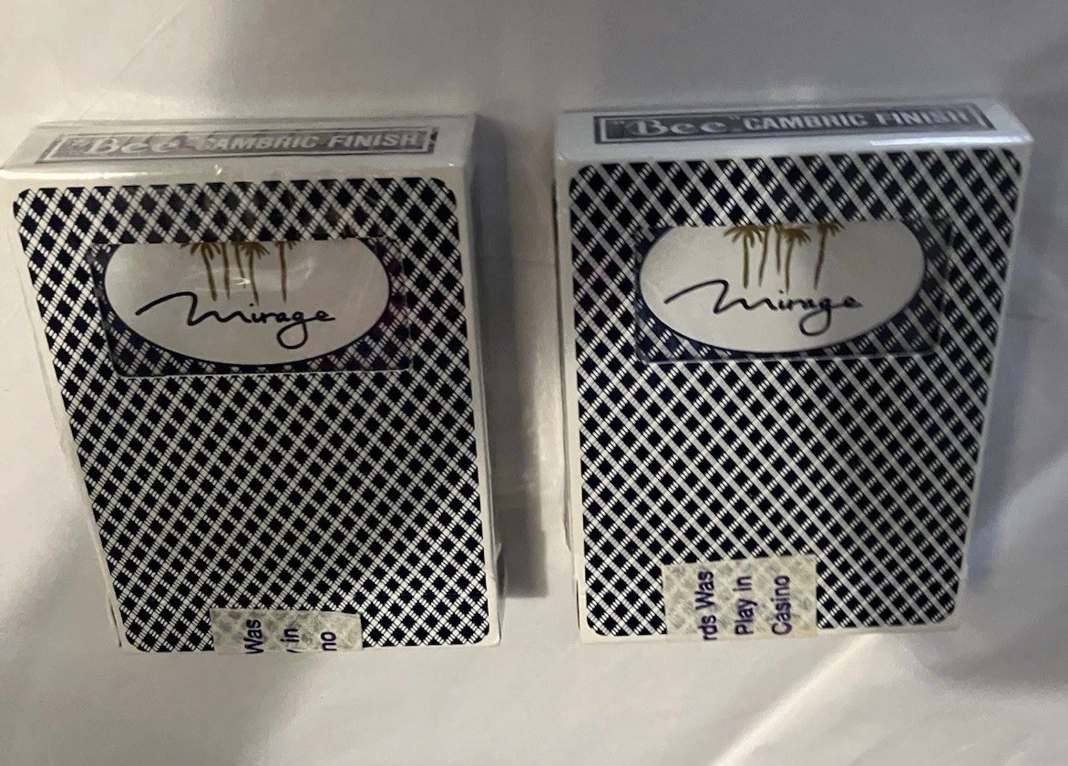 Mirage Las Vegas Casino BEE Blue Playing Cards Used In Play Re-Sealed 2 Decks