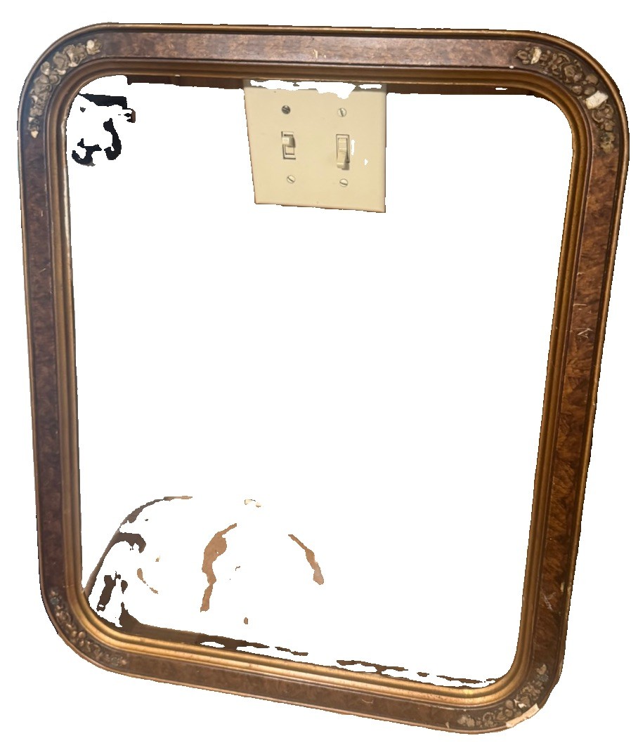 ATQ VTG Wood Fits 16”x20” Gold Gesso Corners Frame Ornate Painting Burl Original ATQ VTG Wood Fits 16”x20” Gold Gesso Corners Frame Ornate Painting Burl Original