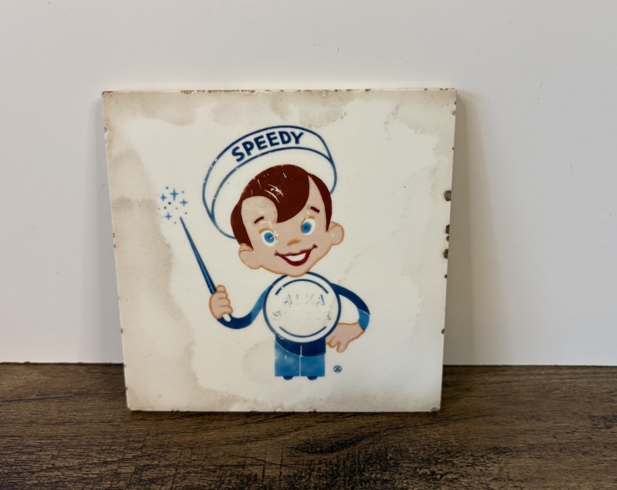 Vintage Speedy Alka Seltzer Tile 4.25 Vintage Speedy Alka Seltzer Tile 4.25