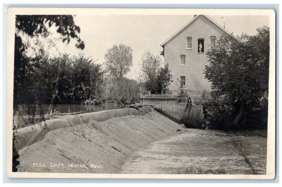 c1910's Mill Dam Building View Hebron Nebraska NE RPPC Photo Unposted Postcard