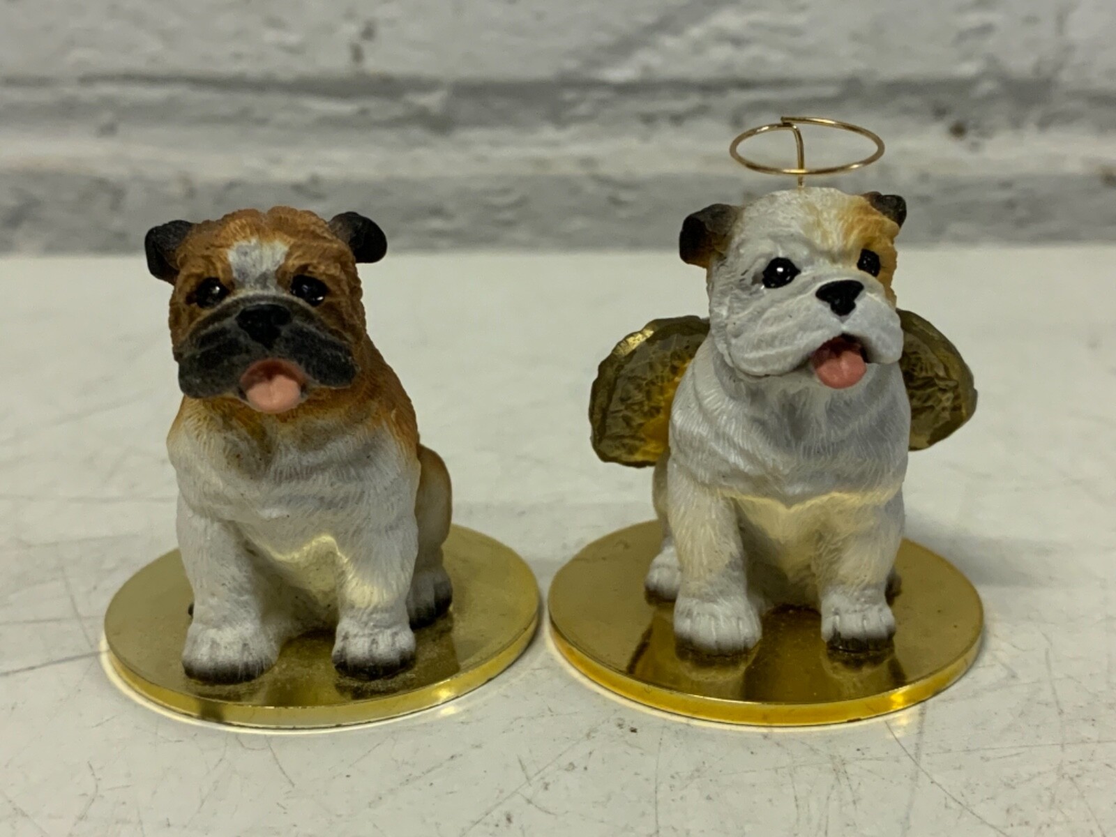 Tiny Ones White Bulldog & Angelic Bulldog Pair of Miniature Ornaments Tiny Ones White Bulldog & Angelic Bulldog Pair of Miniature Ornaments