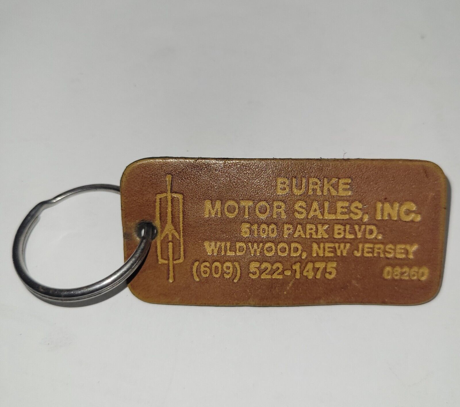 Vintage Keychain Burke Motor Sales, Inc Lincoln Advertising Keyring Wildwood, NJ