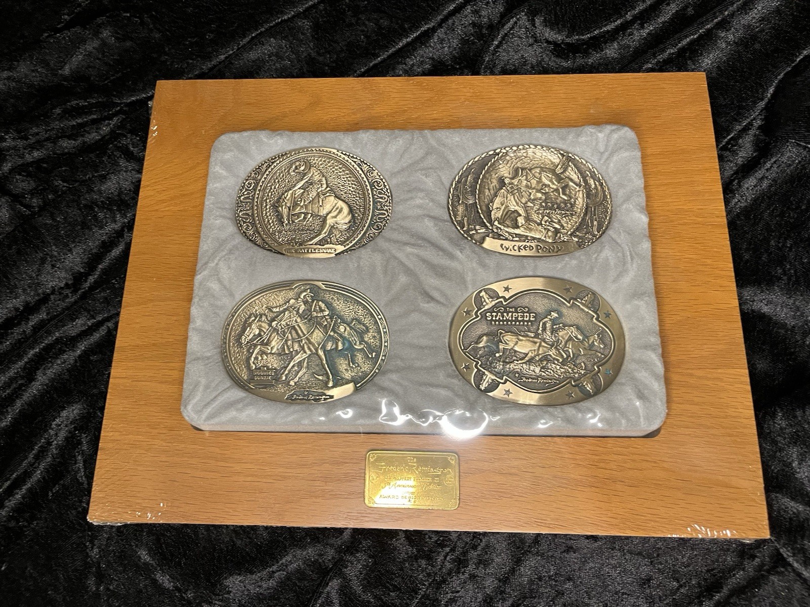 1982 Frederic Remington Collection III 4 Belt Buckle Set NOS Sealed Box