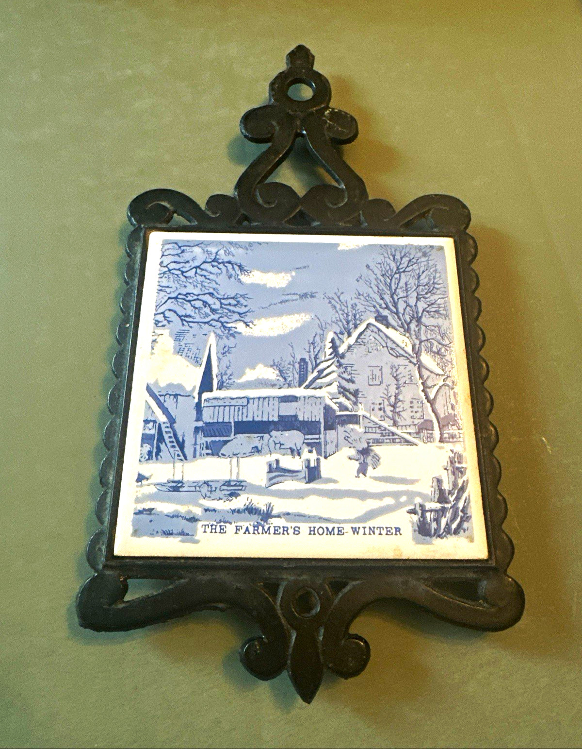 Currier and Ives Vintage The Farmer’s Home Winter Trivet