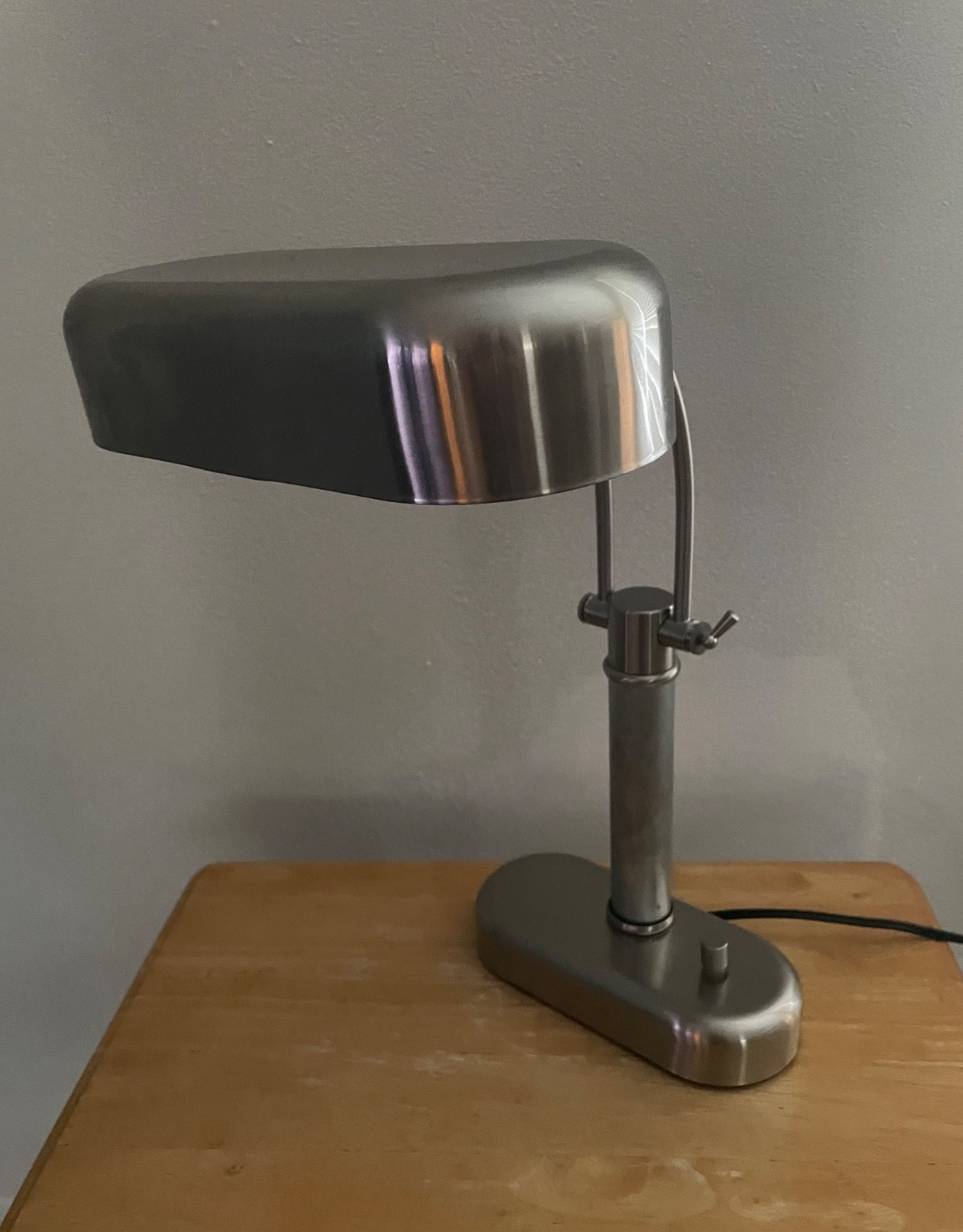 Vintage Bankers Desk Lamp, Stainless Steel, Dual Light, 2004 Vintage Bankers Desk Lamp, Stainless Steel, Dual Light, 2004