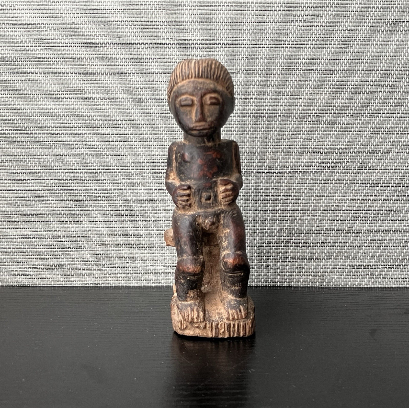Antique African Wooden Carved Female Luba or Akua\'ba Statue/Figure, 5 7/8\
