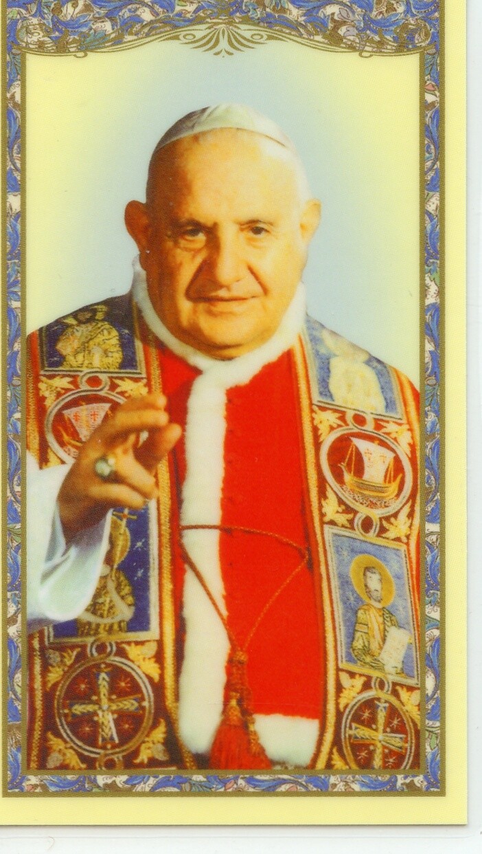 Pope St. John XXIII Prayer- Relic Laminated Holy Card - Blessed by Pope Francis 