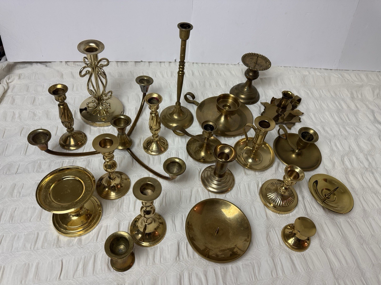 26 Vintage Brass Gold Toned Candle Holders Mixed Lot Wedding Events Home