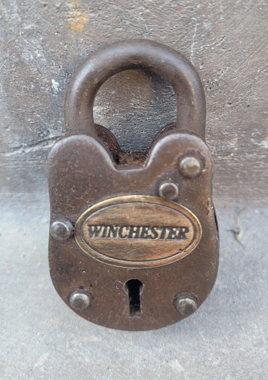 Winchester Cast Iron Gate Lock W/ 2 Working Keys & Antique Finish Padlock