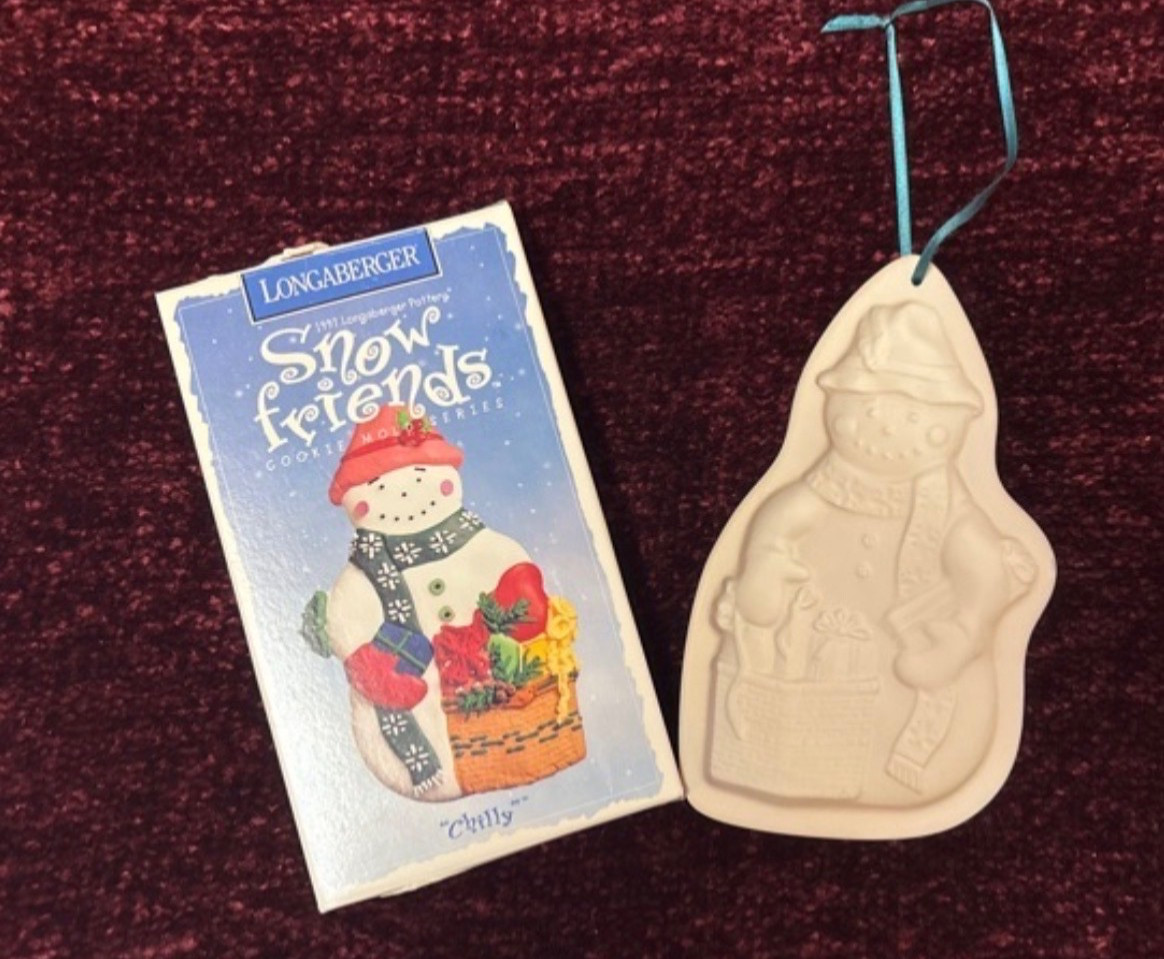 Vintage 1997 Longaberger Snow Friends Chilly Ceramic Cookie Mold