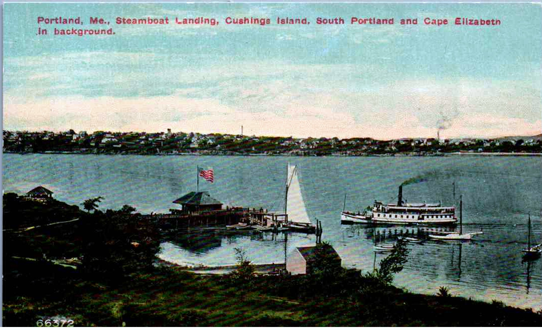 Portland, Maine - Steamboat Landing - Cushing Island in Distance - c1908