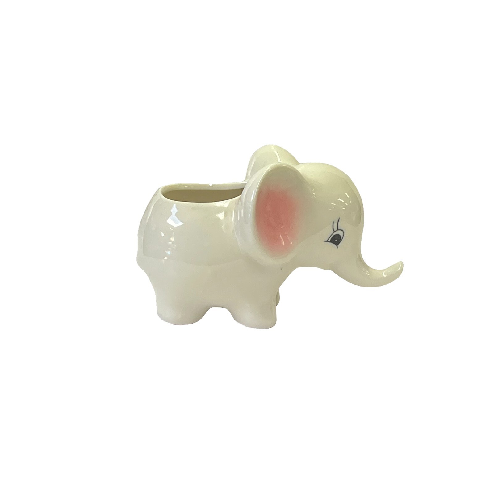 2 Pieces Ceramic White Cute Elephant Open Top Planter Art Figure ws3143AB