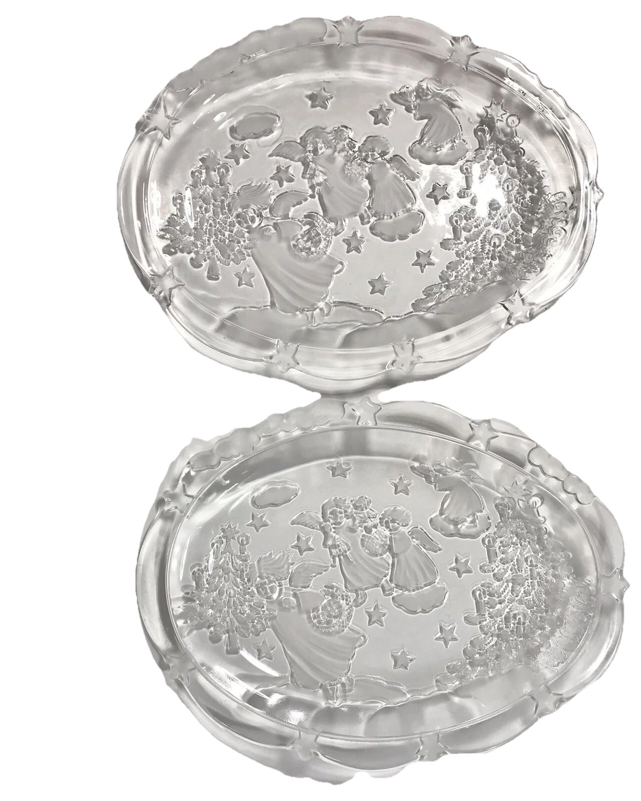 Mikasa Holiday Lights Set Of 2 Christmas Glass Serving Dishes Plates  9”x7” S51