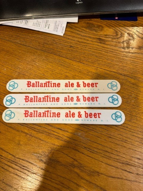 Vintage Ballantine Ale & Beer Swizzle Stir Sticks Lot of 3 Barware Breweriana