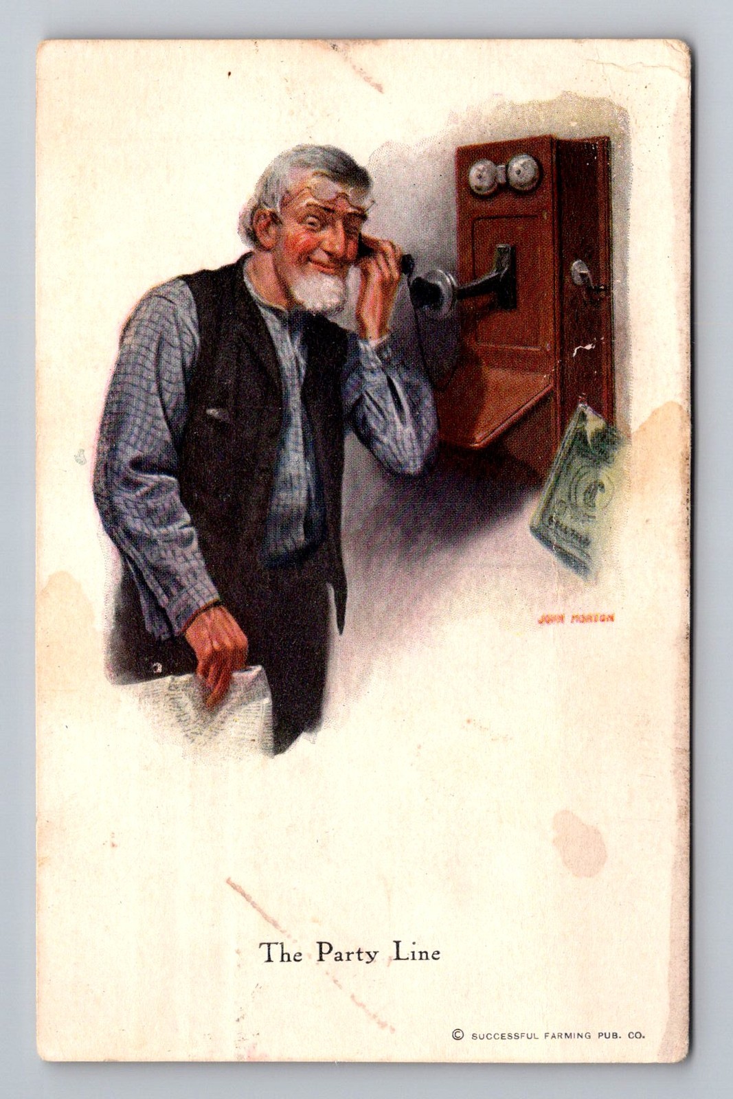 Wellsboro PA-Pennsylvania, Man Using Telephone, Vintage c1916 Postcard