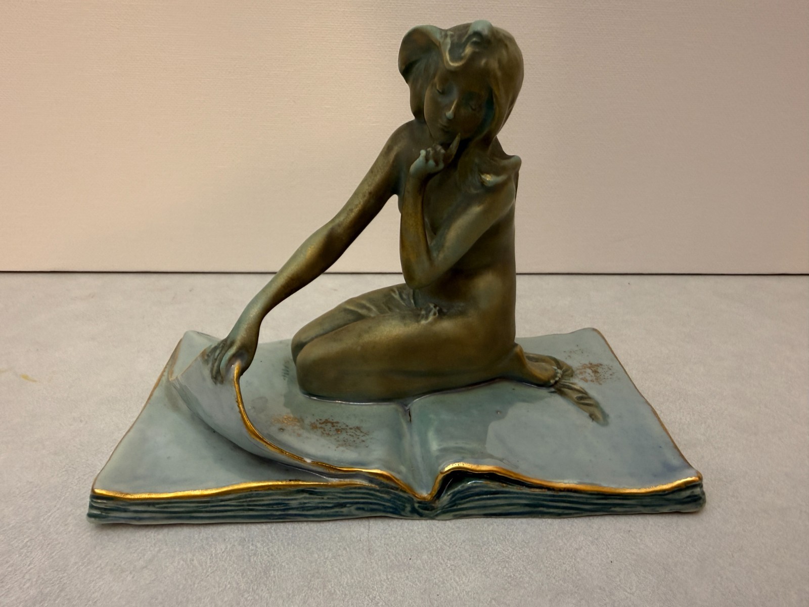 Ernst Wahliss Austrian Porcelain Statuette - Nymph Turning the Page - Circa 1900