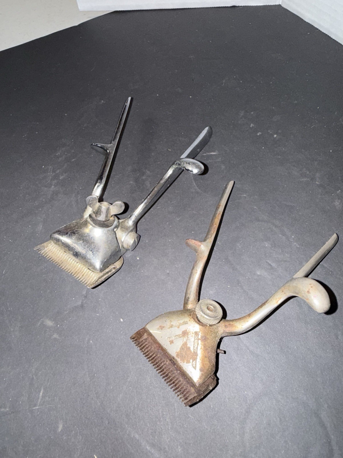 Lot of 2 Vintage Manual Hand Hair Clippers Barber Tools Antique Metal