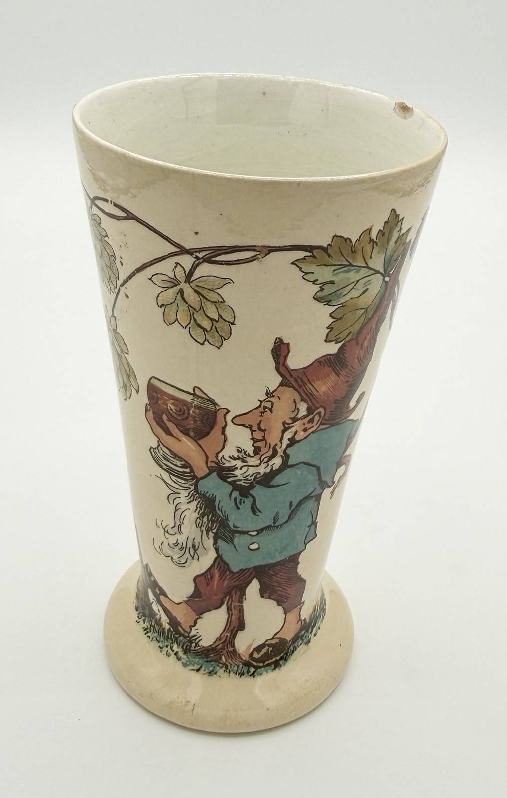Antique Villeroy & Boch Gnome Mug Germany Hand Painted Stein Vines Beaker #1173