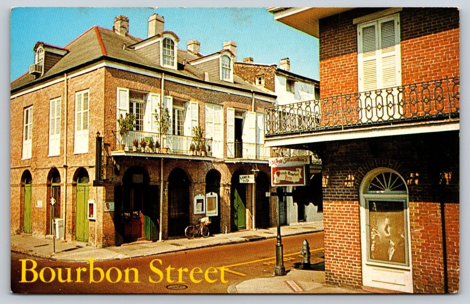 New Orleans LA Bourbon and St Anns Streets W/Bike #GLR418 Unposted