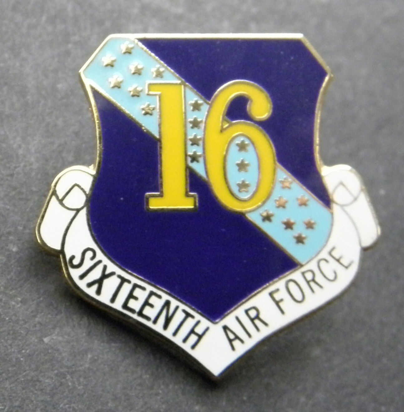 Sixteenth Air Force 16th USAF Hat Jacket Lapel Pin 1 inch US