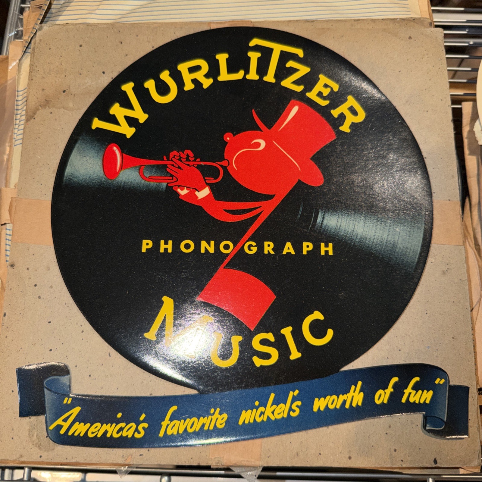 NOS Wurlitzer Johnny One Note Decal For Stack Plate With Banner 8.25”